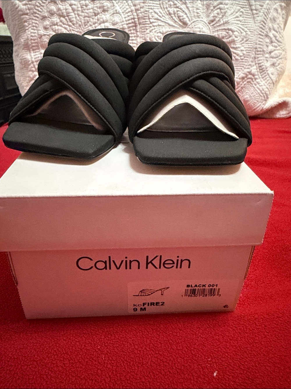 Calvin Klein Black Quilted Slide Mules